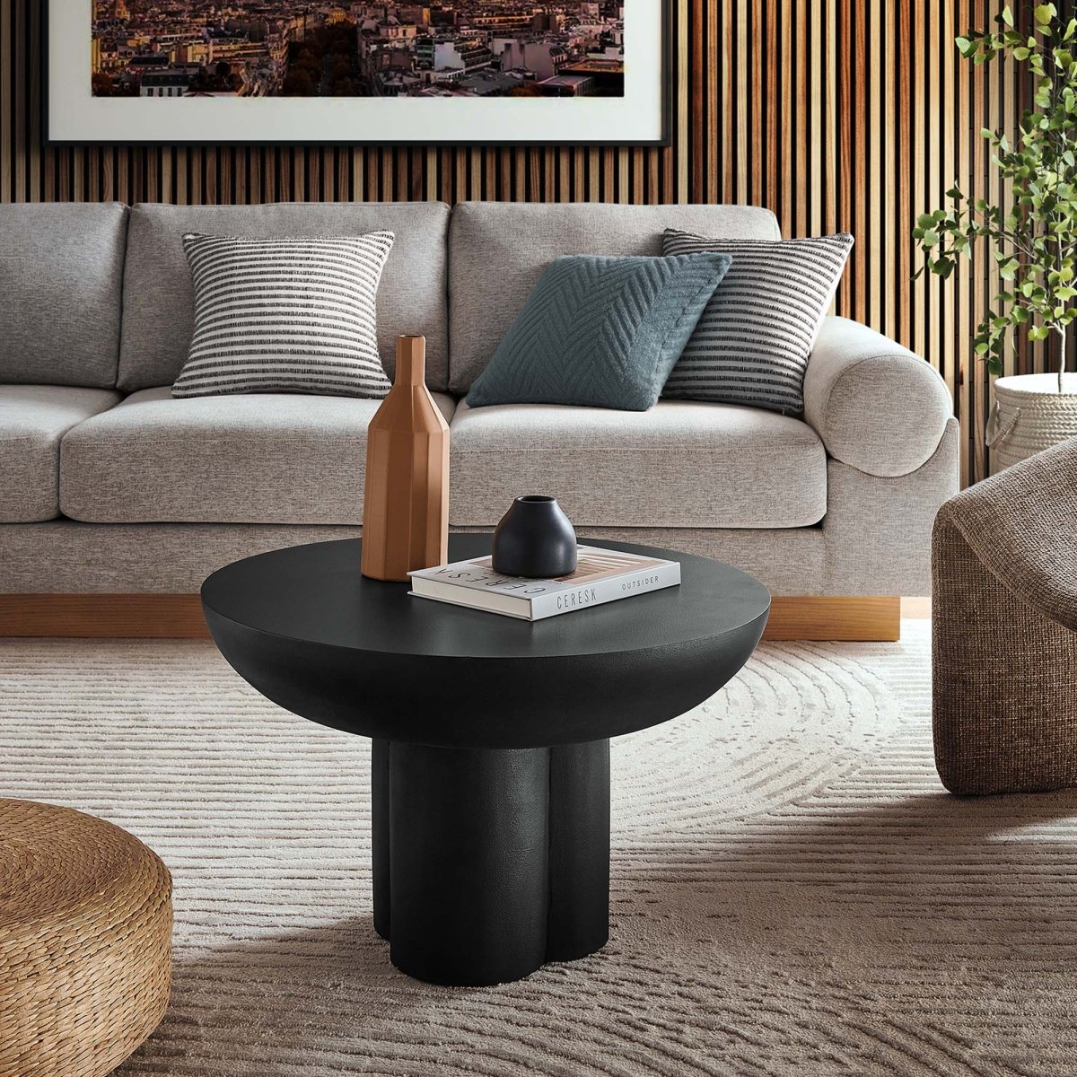 26 Inch Striking Round Concrete Overlay Coffee Table - Coffee Tables available at Alpine Outlets in Denver