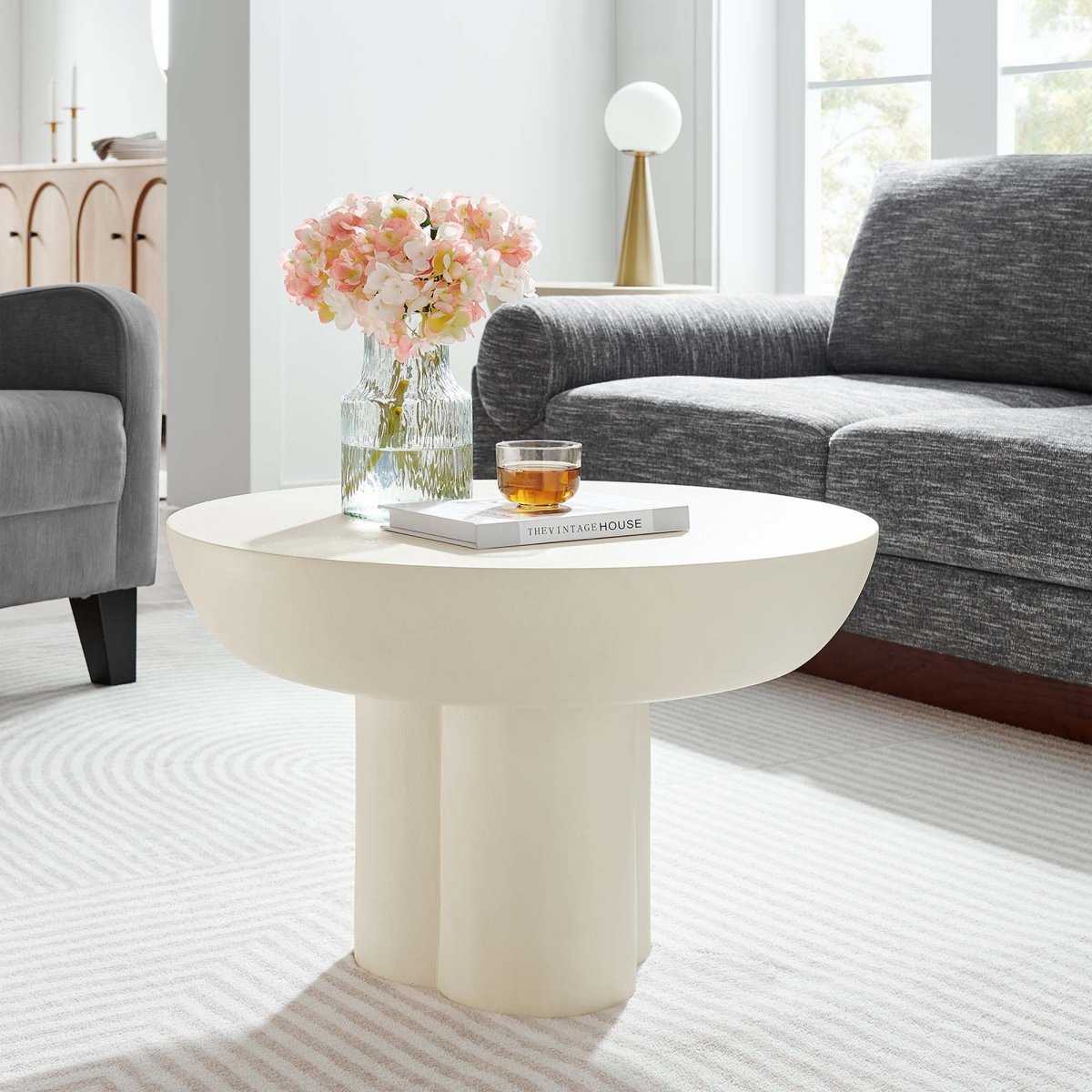 26 Inch Striking Round Concrete Overlay Coffee Table - Coffee Tables available at Alpine Outlets in Denver