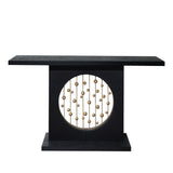 Console Table With Circular Art Decor For Living Room - Multi