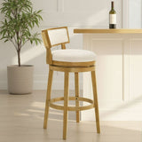 Noely - Modern Farmhouse Swivel Wood Bar Height Kitchen Bar Stool
