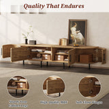 70" TV Stand With Doors, Construction For TVs Up To 80" - Natural Wood