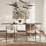 Artemis - Mixed Material Upholstered Dining Arm Chair - Warm White - Arm Chairs - Alpine Outlets