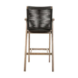Brielle - Outdoor Light Eucalyptus Wood And Charcoal Rope Counter Height Stool Set