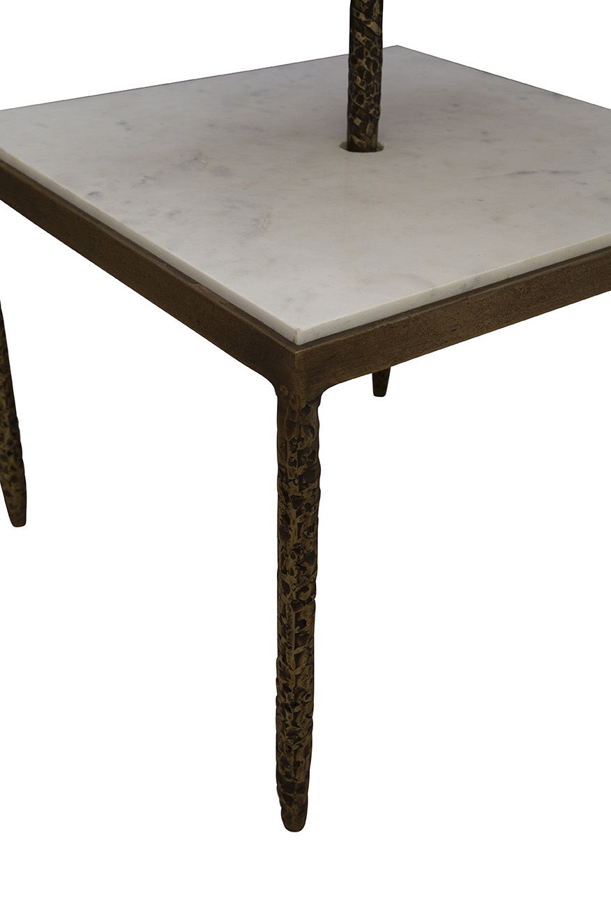 Antony - Side Table - White / Bronze
