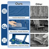 Folding Adirondack Lounge Chair With Embossed Grain For Patio, Backyard, Deck Or Pool Side - Navy Blue