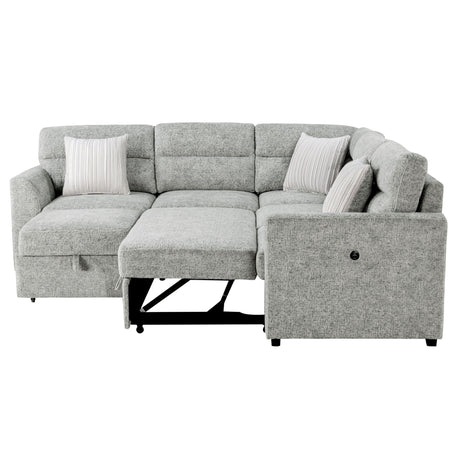Emiliano - Sectional Sofa With 3 Pillows - Nickel