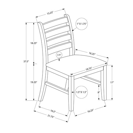 Dining Chair, Dining Room, Side, Upholstered, Transitional (Set of 2) - Brown