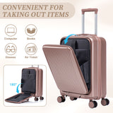Luggage Set With Cosmetic Case, Combination Lock, Front Opening Design
