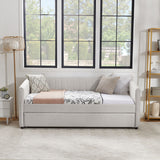 Upholstered Daybed With Trundle With Vertical Stripes