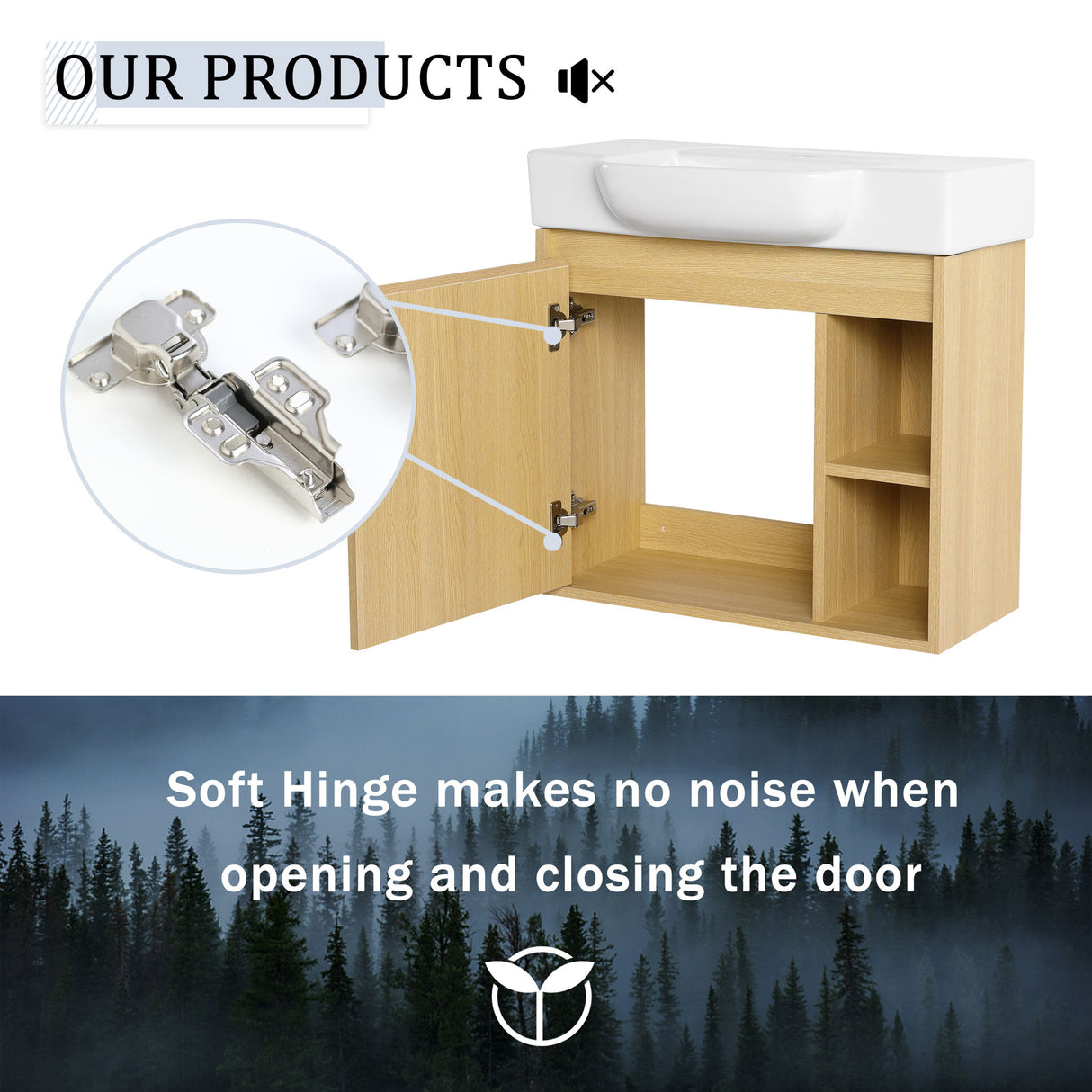 Wall Mounted Bathroom Vanity With Sink & Soft Close Door