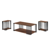 Vertex - Rectangular 3 Piece Occasional Set (1 Coffee & 2 End Tables) - Brown / Black