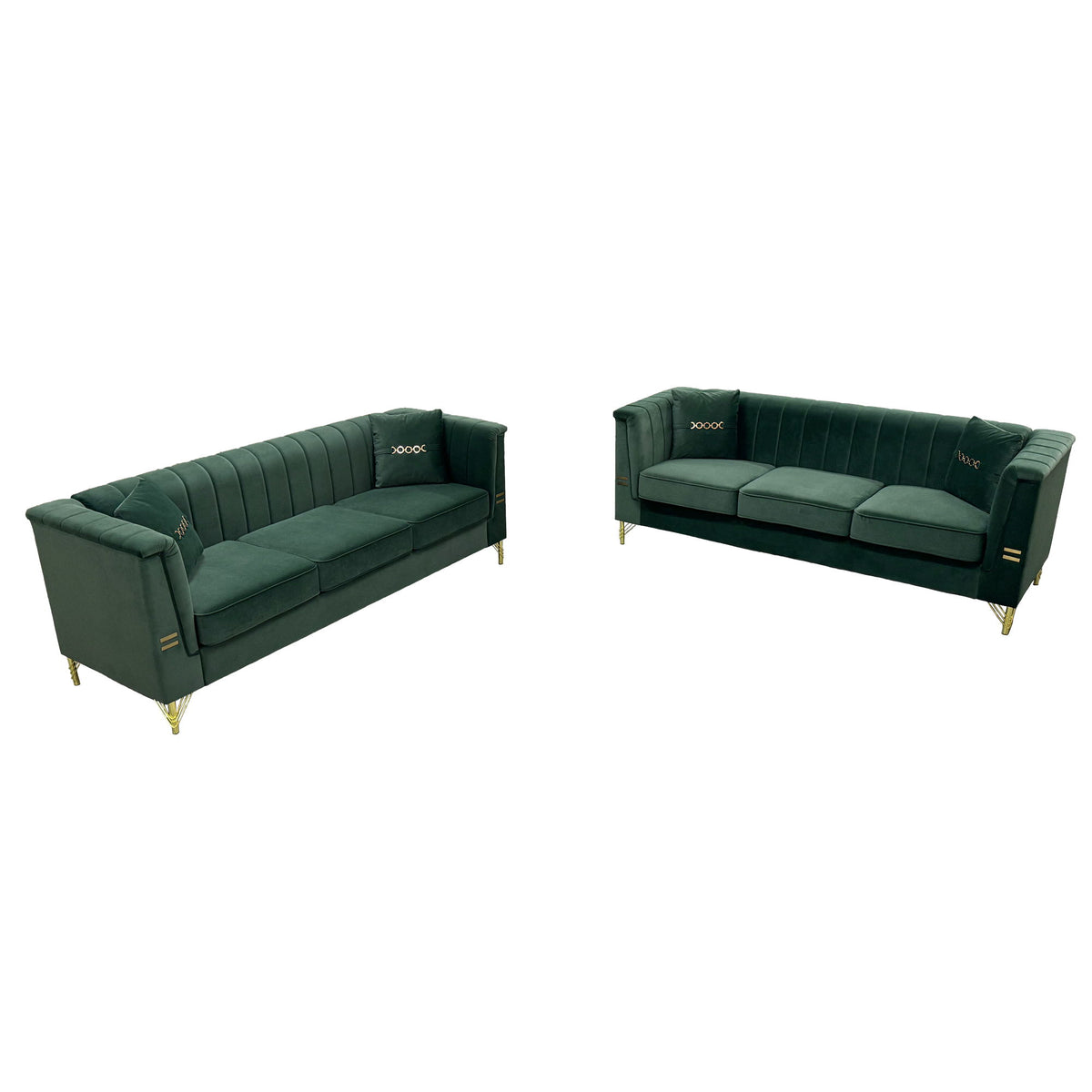 Upholstered 3 Seater Sofas Living Room Furniture (Set of 2)