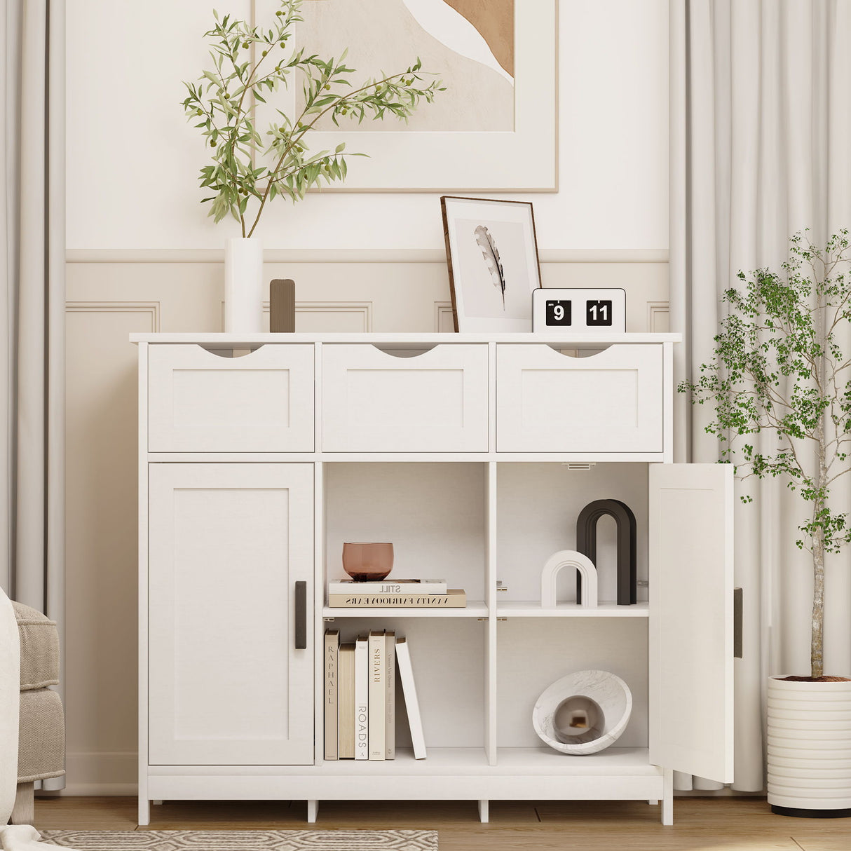 Storage Cabinets, Wooden Floor Cabinet, With Drawers And Shelves Storage Cabinets, Accent Cabinet For Living Room, Bedroom, Bathroom Furniture Home Decor - Sideboards - Alpine Outlets