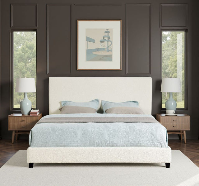 Boucle Upholstered Platform Bed - Upholstered Beds - Alpine Outlets