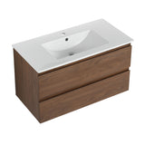 Wall Mounted Bathroom Vanity & Sink, 2 Soft Close Drawers