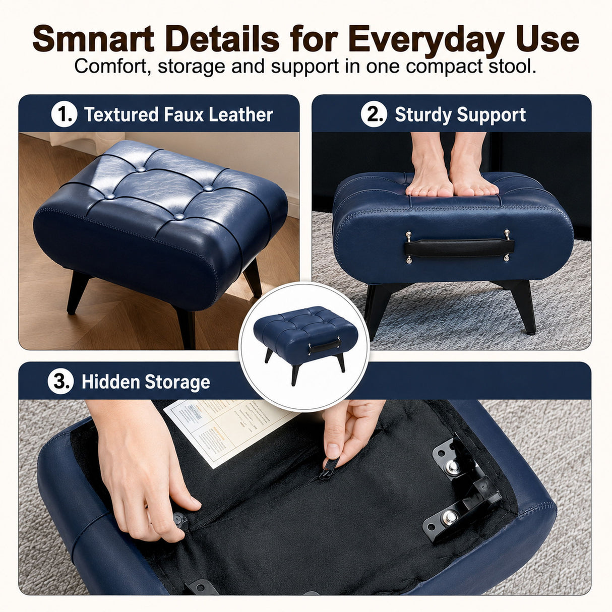 Minimalist Footstool With Hidden Storage