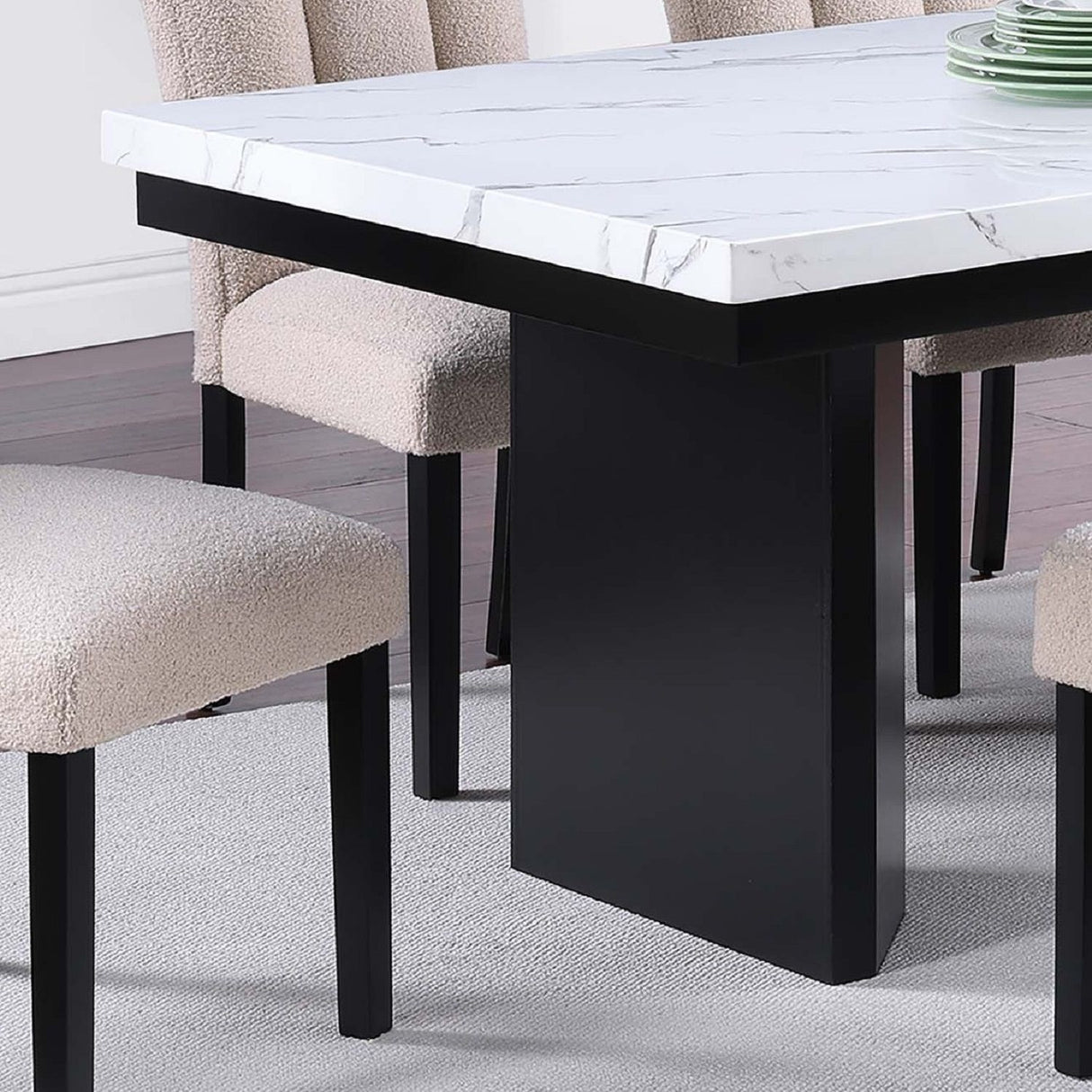 2 Tone Dining Table Set With Upholstered Side Chairs