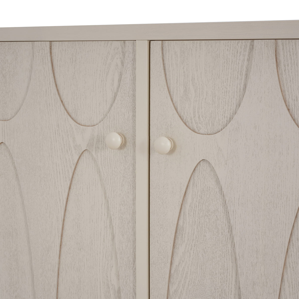 Wood Sideboard With Adjustable Shelves And Storage Cabinet - White Washed