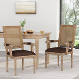 Upholstered Dining Chair With Cane Backrest