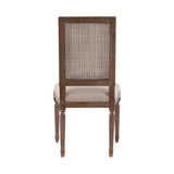Linen & Oak - Caned Back Side Chair - Dark Brown / Beige
