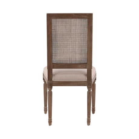 Linen & Oak - Caned Back Side Chair - Dark Brown / Beige