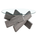 Modern Round Glass Coffee Table With Tempered Glass