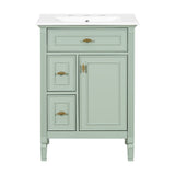 Modern Bathroom Vanity With Sink, Flip Drawer, 2 Drawers, Adjustable Shelf