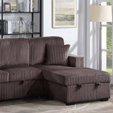 Convertible Sectional, Storage Chaises, Pull Out Middle Section - Chocolate