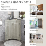Triangle Bathroom Storage Cabinet With Adjustable Shelves, Freestanding Floor Cabinet - Oak