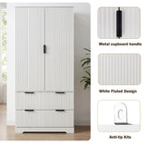 Fluted Kitchen Pantry Cabinet With 2 Large Drawers & 8 Door Spice Rack