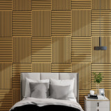 3D Groove Acoustic Panels & Strip Boards, Sound Absorbing Wall & Ceiling Panels (Set of 8) - Walnut
