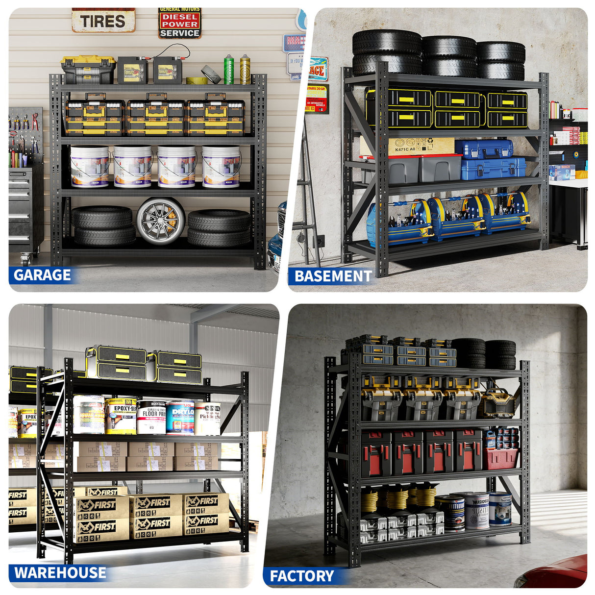Heavy Duty 4 Shelf Garage Shelving Unit