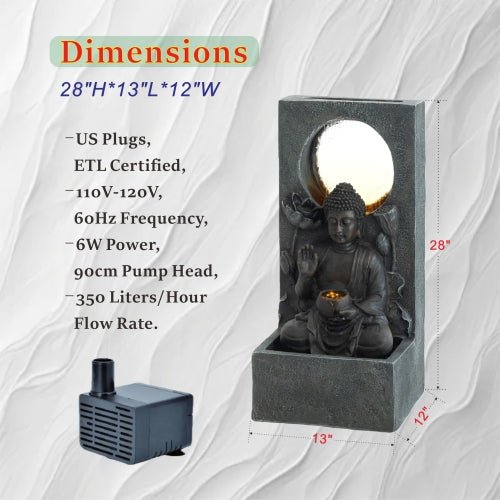 28" H Outdoor Buddha Waterfall Fountain - 🟢 Outdoor Decor available at Alpine Outlets in Denver