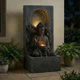 28" H Outdoor Buddha Waterfall Fountain - 🟢 Outdoor Decor available at Alpine Outlets in Denver