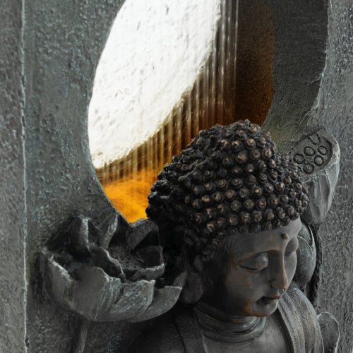28" H Outdoor Buddha Waterfall Fountain - 🟢 Outdoor Decor available at Alpine Outlets in Denver