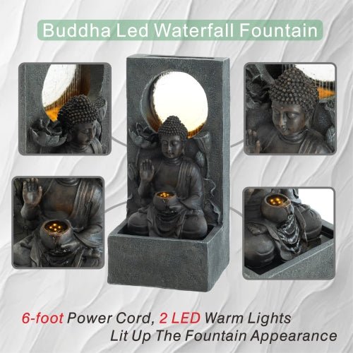 28" H Outdoor Buddha Waterfall Fountain - 🟢 Outdoor Decor available at Alpine Outlets in Denver