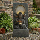 28" H Outdoor Buddha Waterfall Fountain - 🟢 Outdoor Decor available at Alpine Outlets in Denver