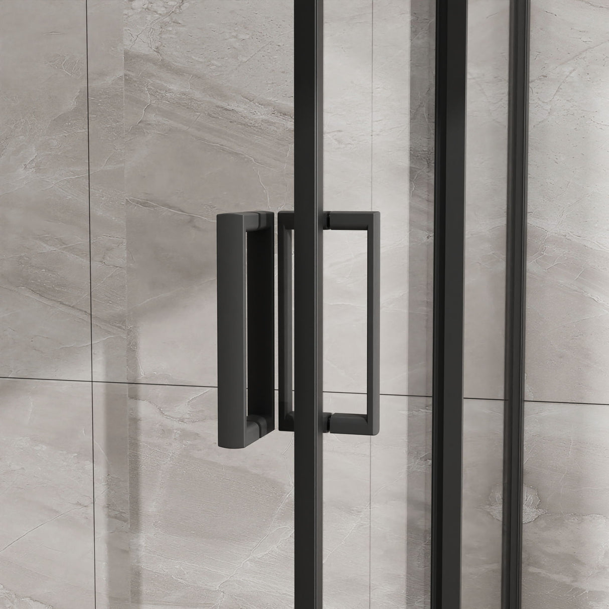 Corner Shower Door, Sliding Shower Enclosure - Matte Black