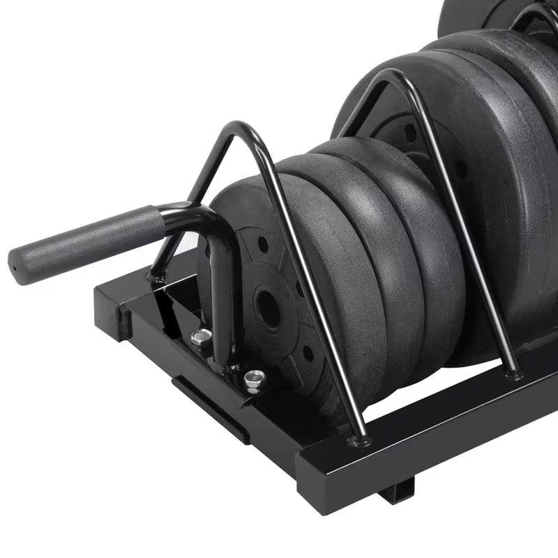Costoffs Horizontal Barbell Bumper Plate Rack Strength Fitness Rack Plate Holder Standard Plate Weight Storage Rack with Handle and Wheels