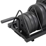 Costoffs Horizontal Barbell Bumper Plate Rack Strength Fitness Rack Plate Holder Standard Plate Weight Storage Rack with Handle and Wheels