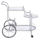 Reia - 3 Tier Cart With Casters & Tempered Glass Design - Chrome