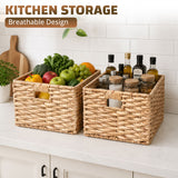 Storage Basket, Handwoven Twisted Weave Basket With Handles Shelf Organizer, Towel Storage, Living Room Storage - Light Brown