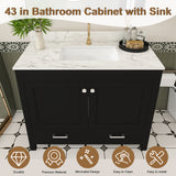 Bathroom Vanity Set, Cabinet With Doors & Drawers, Single Faucet Hole - Black