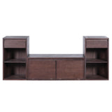 Entryway Storage Bench With Cushion, Drawers & Open Shelves