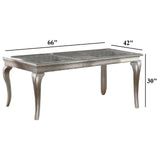 Rectangle Dining Table With Carved Accents - Champagne / Silver