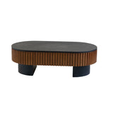 Elliptical Living Room Coffee Table With Hidden Storage And Removable Tabletop