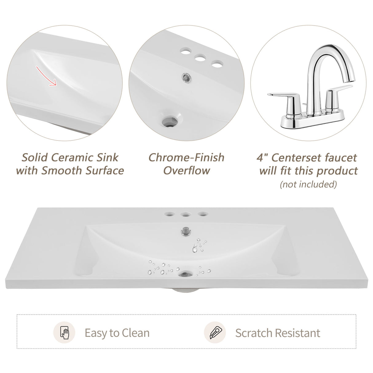 Modern Bathroom Vanity With Sink, Freestanding With Drawers And Doors