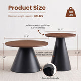 Nesting Coffee Table, Adjustable Foot Pads For Living Room (Set of 2) - Walnut / Black