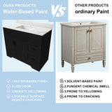 Bathroom Vanity Set, Fluted Cabinet, Soft Close Doors, Single Faucet Hole, Sink Included - Black