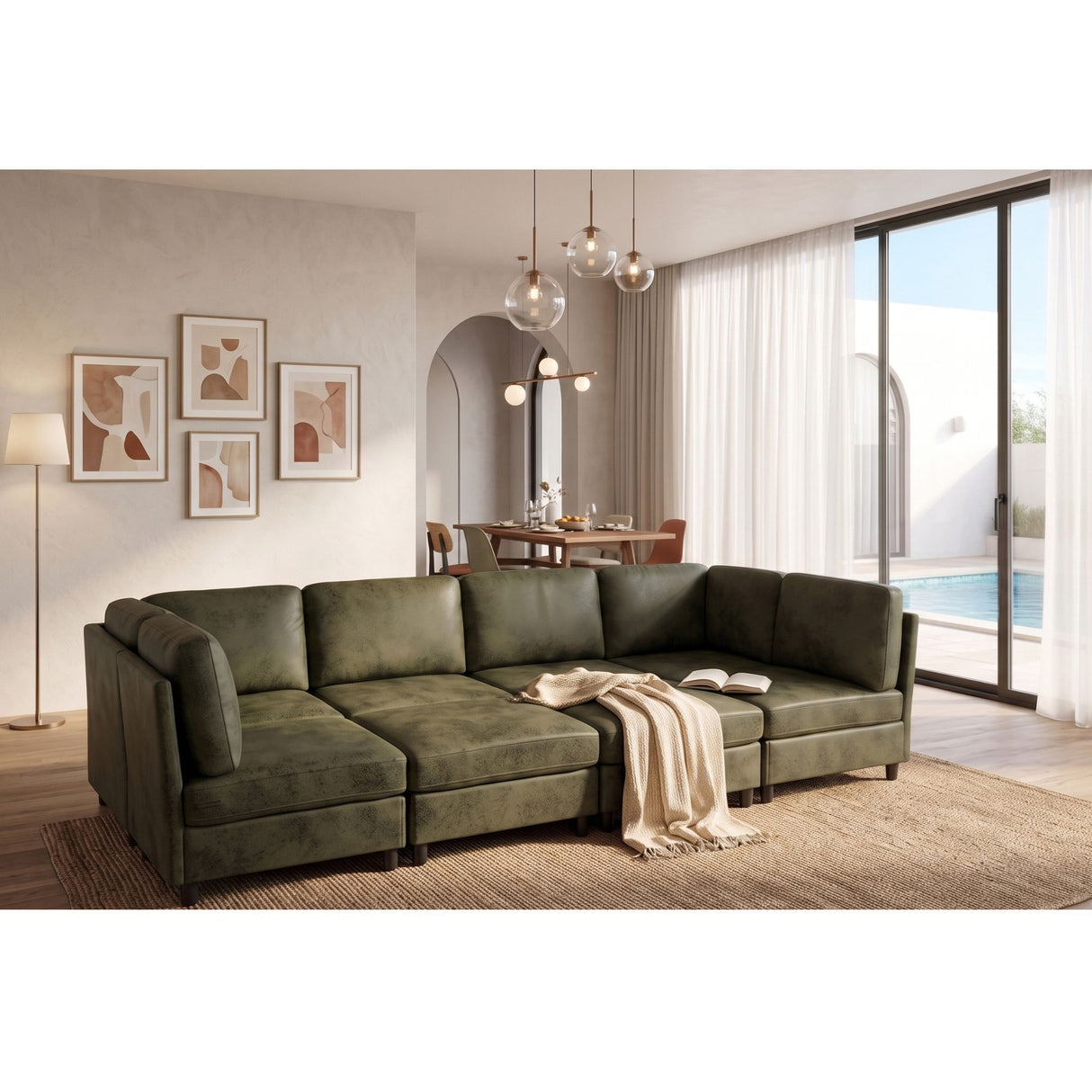Upholstered Modular Sectional With Custom Configuration And Removable Cushions